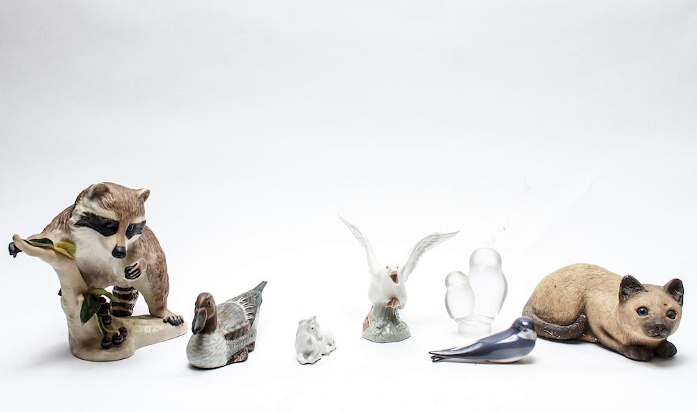 Appraisal: Animal Figurines incl Lladro Royal Copenhagen Animal figurines group of