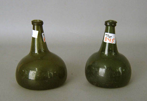 Appraisal: Two green squat bottles th c h