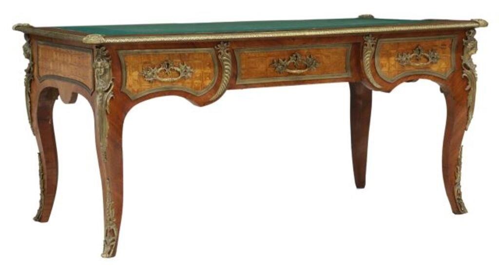 Appraisal: French Louis XV style desk th c inset leather writing