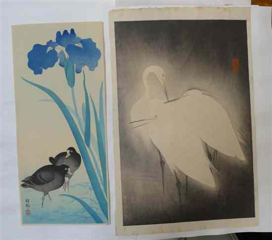 Appraisal: Koei woodblock print Egrets x in and a study of