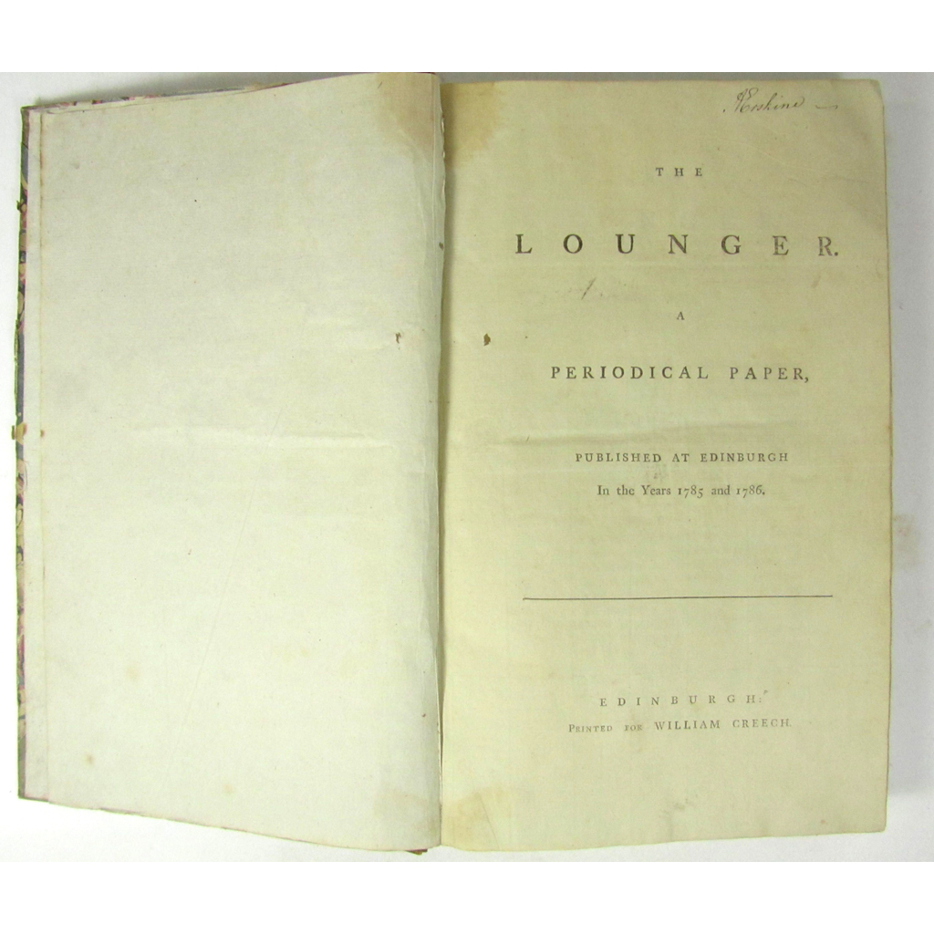 Appraisal: Mackenzie Henry The Lounger A Periodical Paper Published at Edinburgh