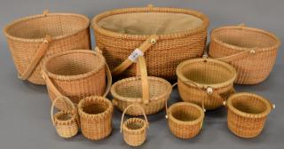 Appraisal: Eleven Nantucket style baskets three are signed Nantucket Baskets smallest