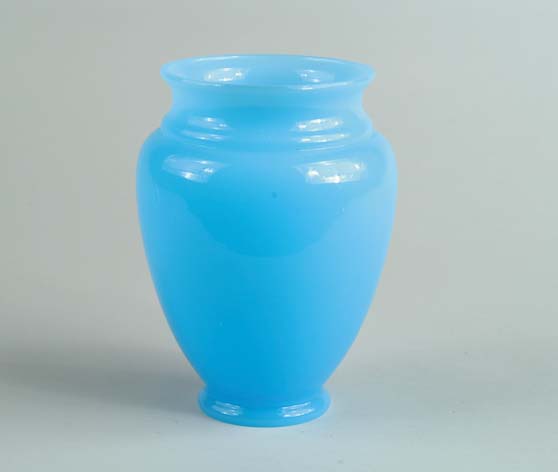 Appraisal: SIGNED BACCARAT OPALENE AGATE VASE Gorgeous light blue Baccarat vase