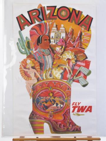 Appraisal: A vintage s TWA travel poster Arizona Fly TWA art