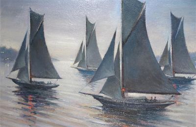 Appraisal: Ken Leech th Century Old gaffers in the Solent at