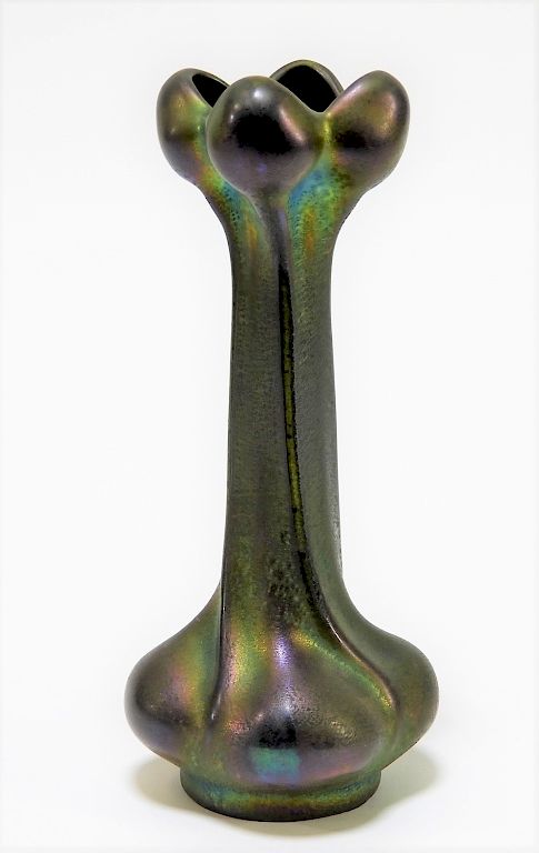 Appraisal: Zsolnay Hungarian Iridescent Green Pottery Vase Hungary Late th Century