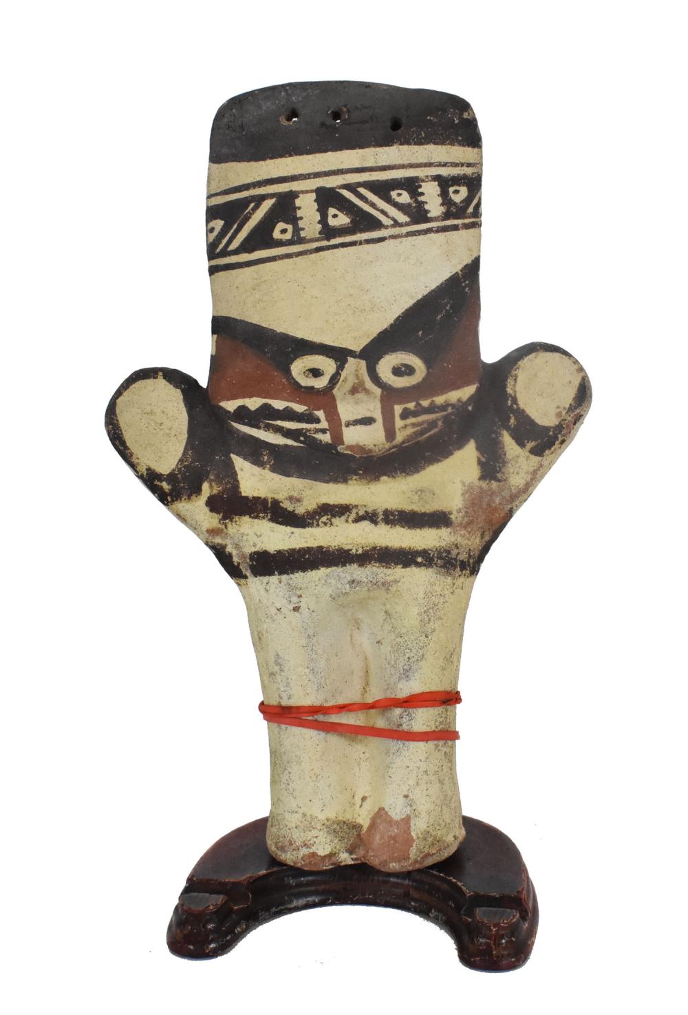 Appraisal: PRE-COLUMBIAN STYLE PAINTED CUCHIMILCO FIGUREThe pottery body painted in pigment