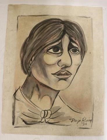 Appraisal: DIEGO RIVERA - MEXICAN SOCIAL REALISTARTIST MIXED MEDIA SKETCH SIGNED