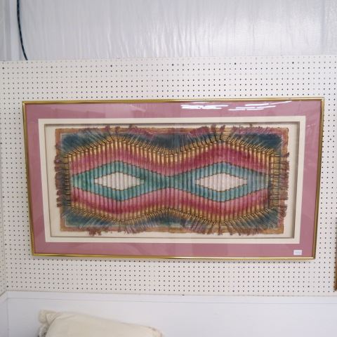 Appraisal: Fine Paper and Fabric Collage Artwork Shadow Box frame triple