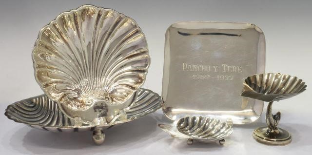 Appraisal: lot of Sterling silver table items including Mexico shell form