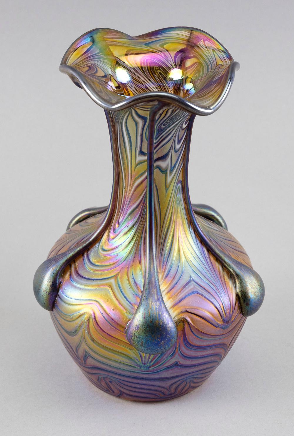 Appraisal: CONTEMPORARY ART GLASS VASE HEIGHT CONTEMPORARY ART GLASS VASE Iridescent