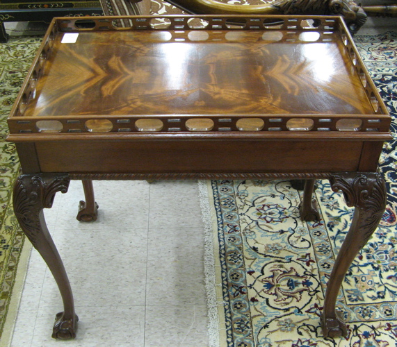 Appraisal: CHIPPENDALE STYLE MAHOGANY TEA TABLE Councill Craftsman Furniture Co th