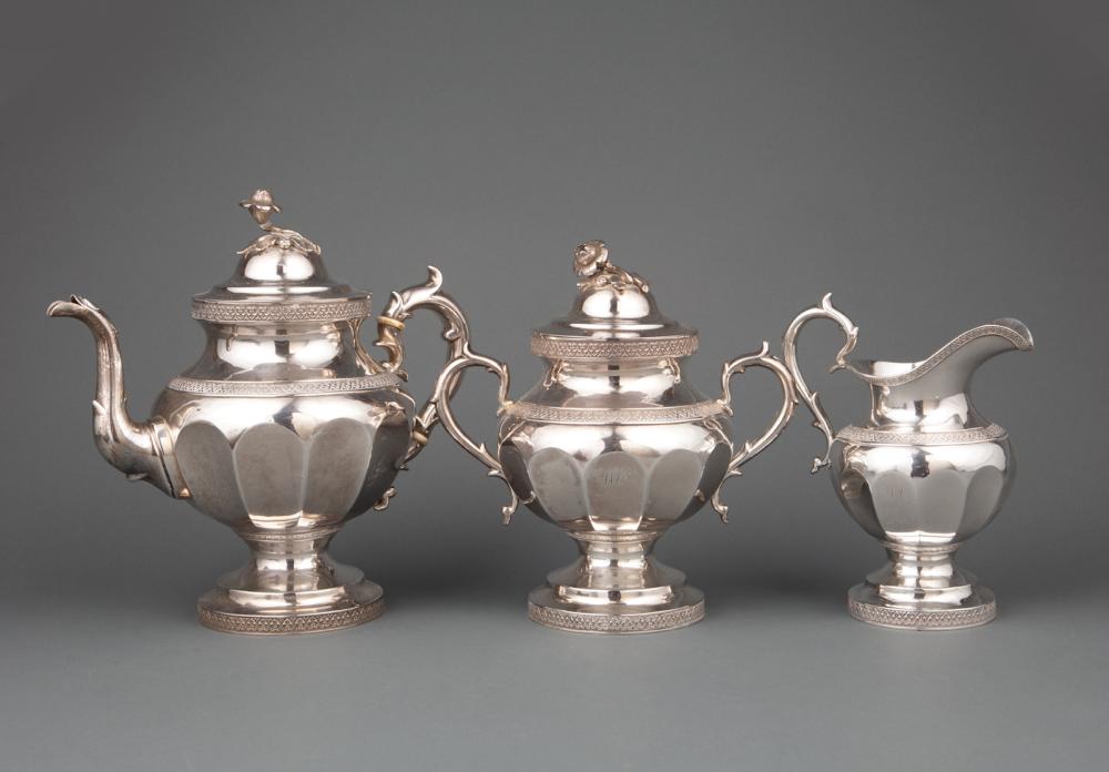 Appraisal: American Classical Coin Silver Tea Set James Bogert Newburgh NY