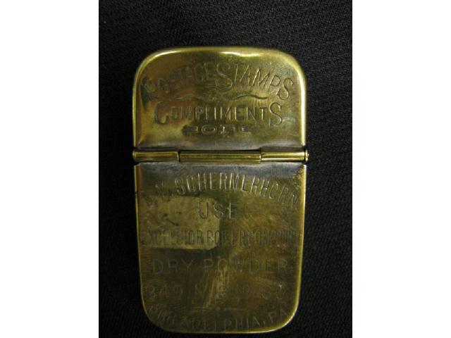 Appraisal: Victorian Advertising Match Safe Stamp Box Philadelphia PA brass case