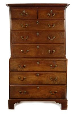 Appraisal: A George III mahogany chest on chest the two short