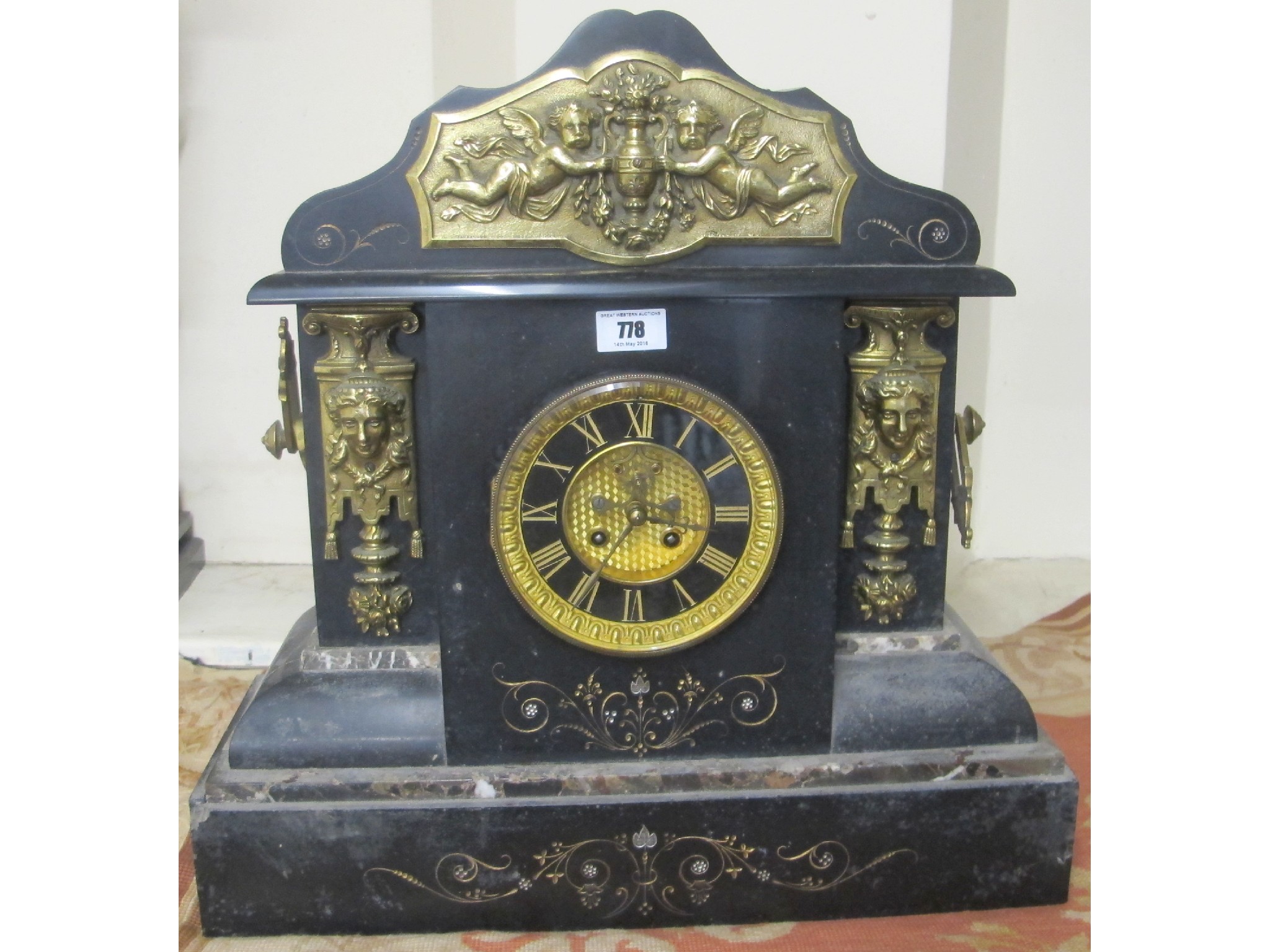 Appraisal: A Victorian gilt slate mantle clock