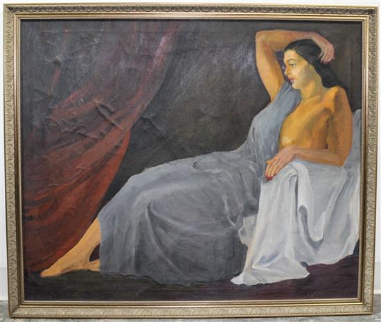 Appraisal: Sale Lot Continental School th century Reclining Nude oil on