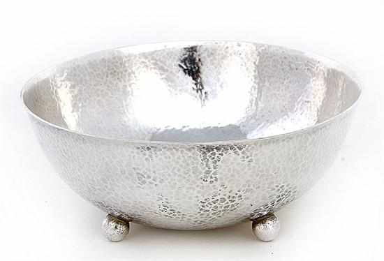 Appraisal: Whiting hammered sterling footed bowl New York dated deep bowl