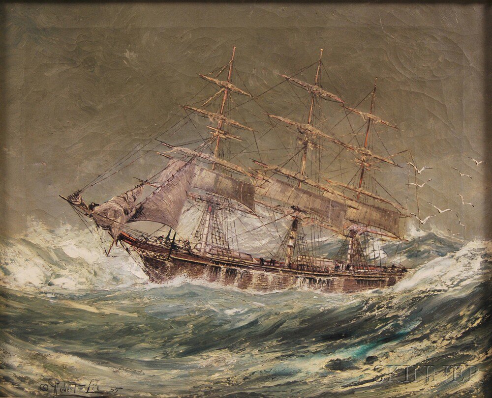 Appraisal: Robert J Lie American - Ship on Rough Seas Signed