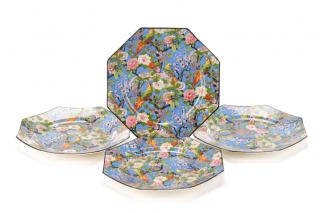 Appraisal: Set of Crown Ducal Blue Chintz Bird Plates Crown Ducal