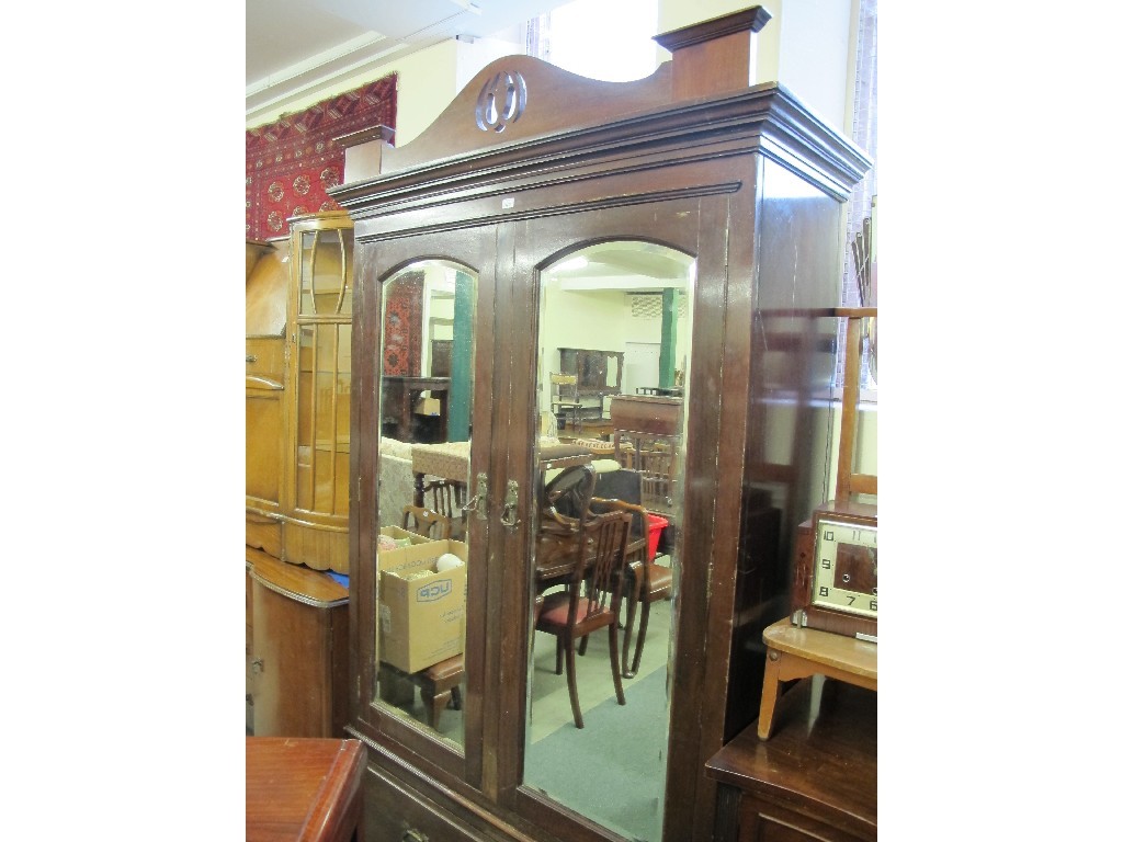 Appraisal: Art Nouveau mirrored two door wardrobe and with a matching