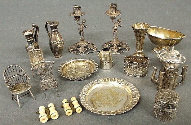 Appraisal: - Group of sterling silver and Continental silver furniture and