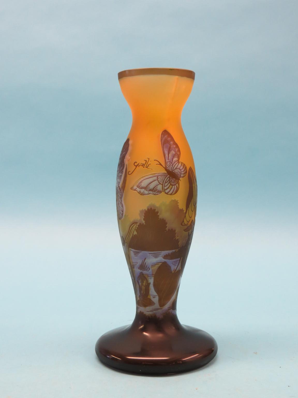 Appraisal: A cameo glass vase in the style of Galle bulbous