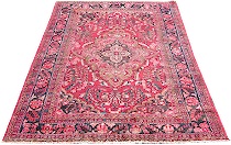 Appraisal: Lilihan Carpet Bright red center-field woven with a quatrefoil medallion