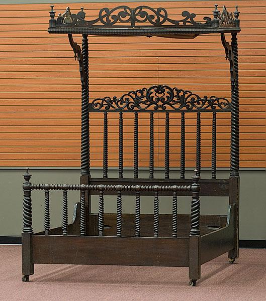 Appraisal: ROCOCO REVIVAL TESTOR BEDSTEAD American ca - a full-sized Rococo