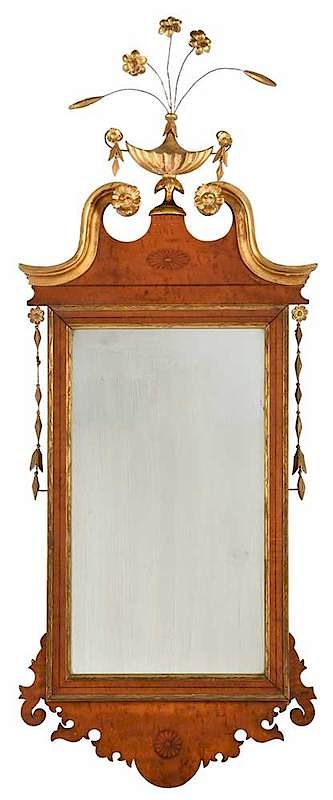 Appraisal: Federal Style Tiger Maple and Giltwood Mirror American late th