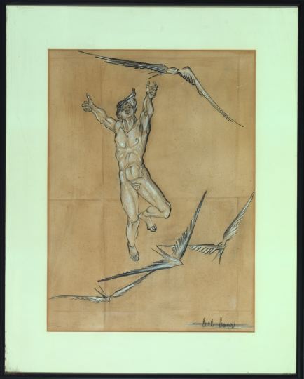 Appraisal: Carl E Cramer American New Orleans - Icarus charcoal and