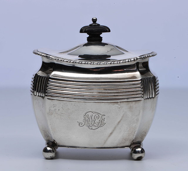 Appraisal: A LAMBERT CO SILVER TEA CADDY with marks for London