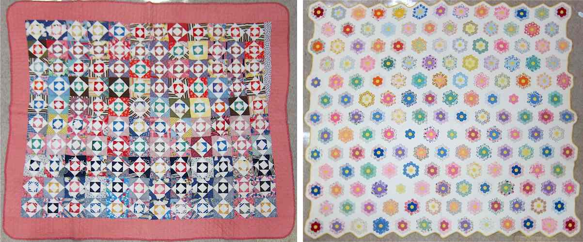 Appraisal: TWO AMERICAN PATCHWORK COTTON QUILTS ''Grandmother's Flower Garden '' the