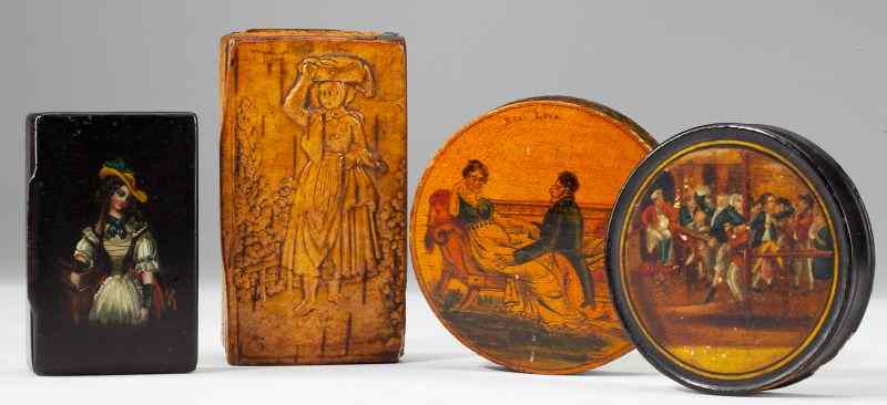 Appraisal: Four Antique Miniature BoxesEnglish and Continental early to mid th