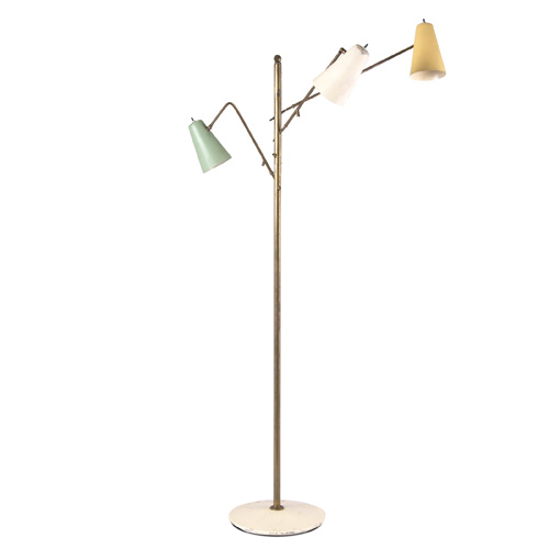 Appraisal: ARREDOLUCE Removable-arm floor lamp with three enameled metal shades on