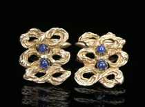 Appraisal: K Gold Sapphire Cuff Links Italian made free form design