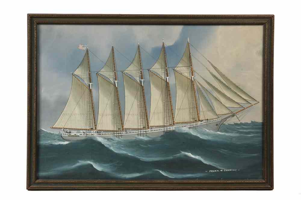 Appraisal: GOUACHE SHIP PORTRAIT - Portrait of the Five-Masted Schooner 'Frank