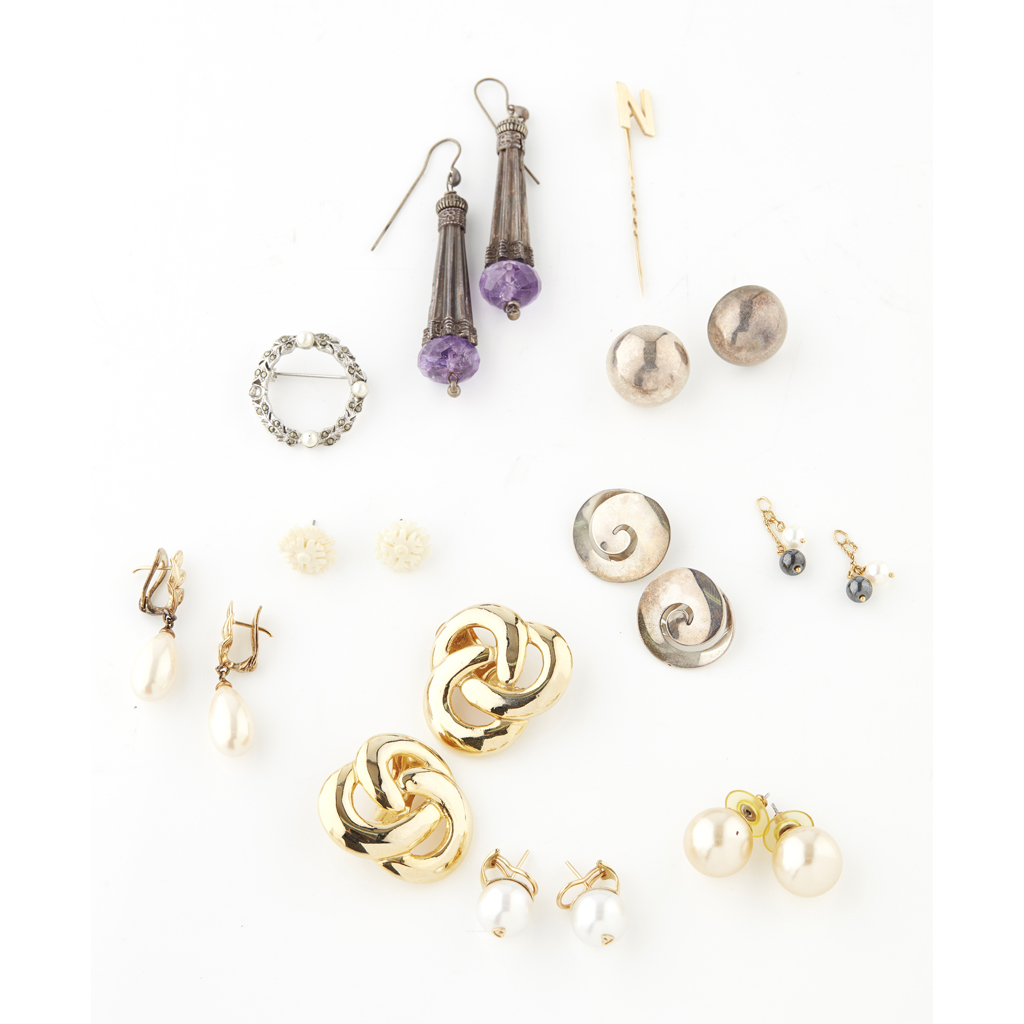 Appraisal: A collection of earrings to include a pair of silver