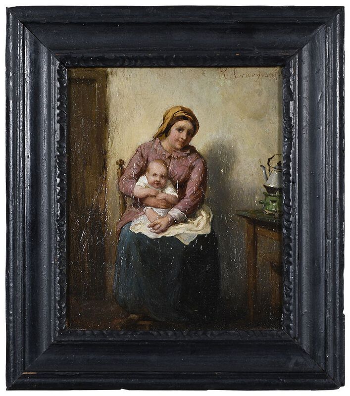 Appraisal: Reiner Craeyvanger Dutch - Smiling Woman with Baby signed upper