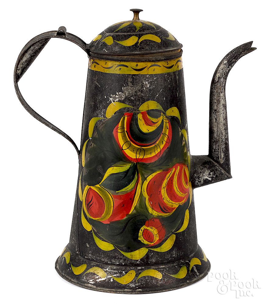 Appraisal: Toleware coffee pot th c Toleware coffee pot th c