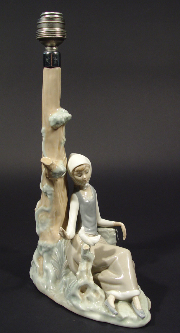 Appraisal: Lladro porcelain lamp base modelled and hand painted with a