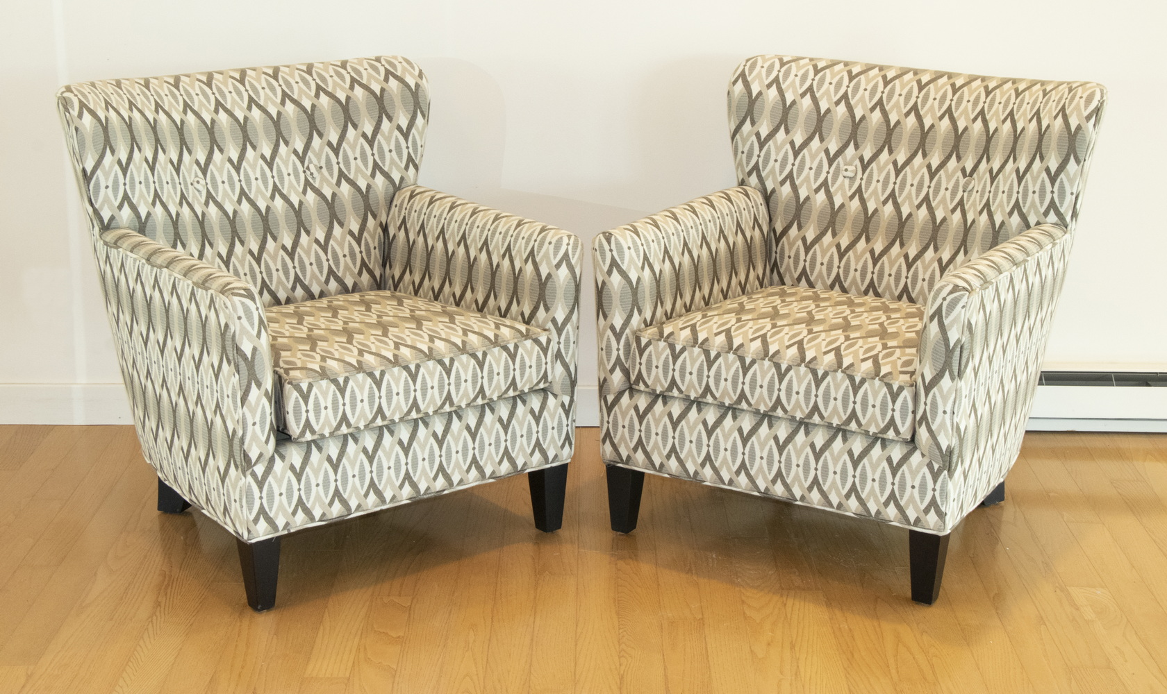 Appraisal: PR OF MODERN UPHOLSTERED WINGBACK CHAIRS Two matching upholstered wingback