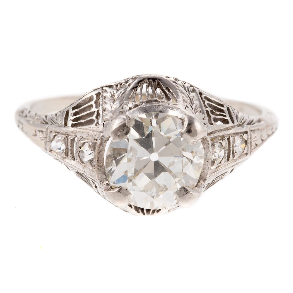 Appraisal: An Art Deco Filigree Diamond Ring in K K white