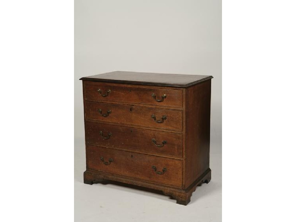 Appraisal: A GEORGE III MAHOGANY CHEST OF DRAWERS the rectangular top