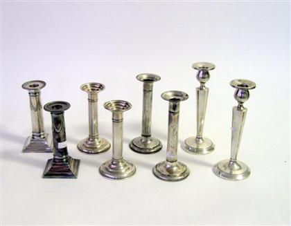 Appraisal: Three pairs American sterling silver candlesticks th century