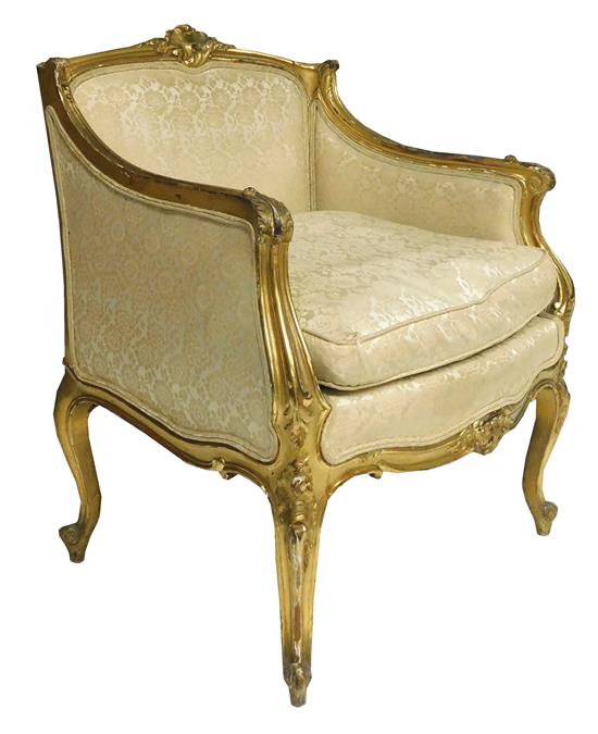 Appraisal: Early th C French arm chair with ornately carved gilt