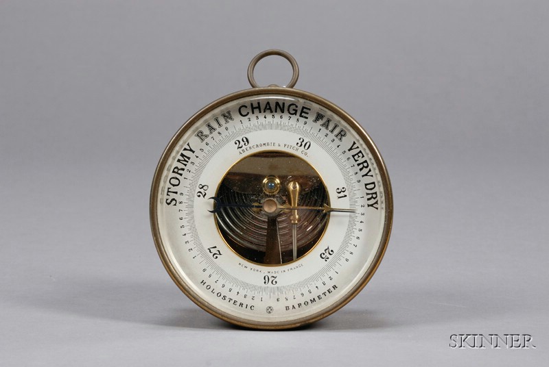 Appraisal: French Aneroid Barometer Retailed by Abercrombie Fitch early th century