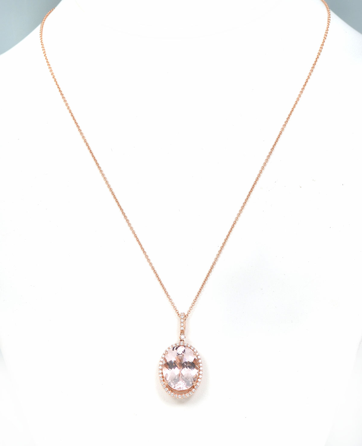 Appraisal: CUSTOM K ROSE GOLD MORGANITE DIAMOND NECKLACE CTW oval cut