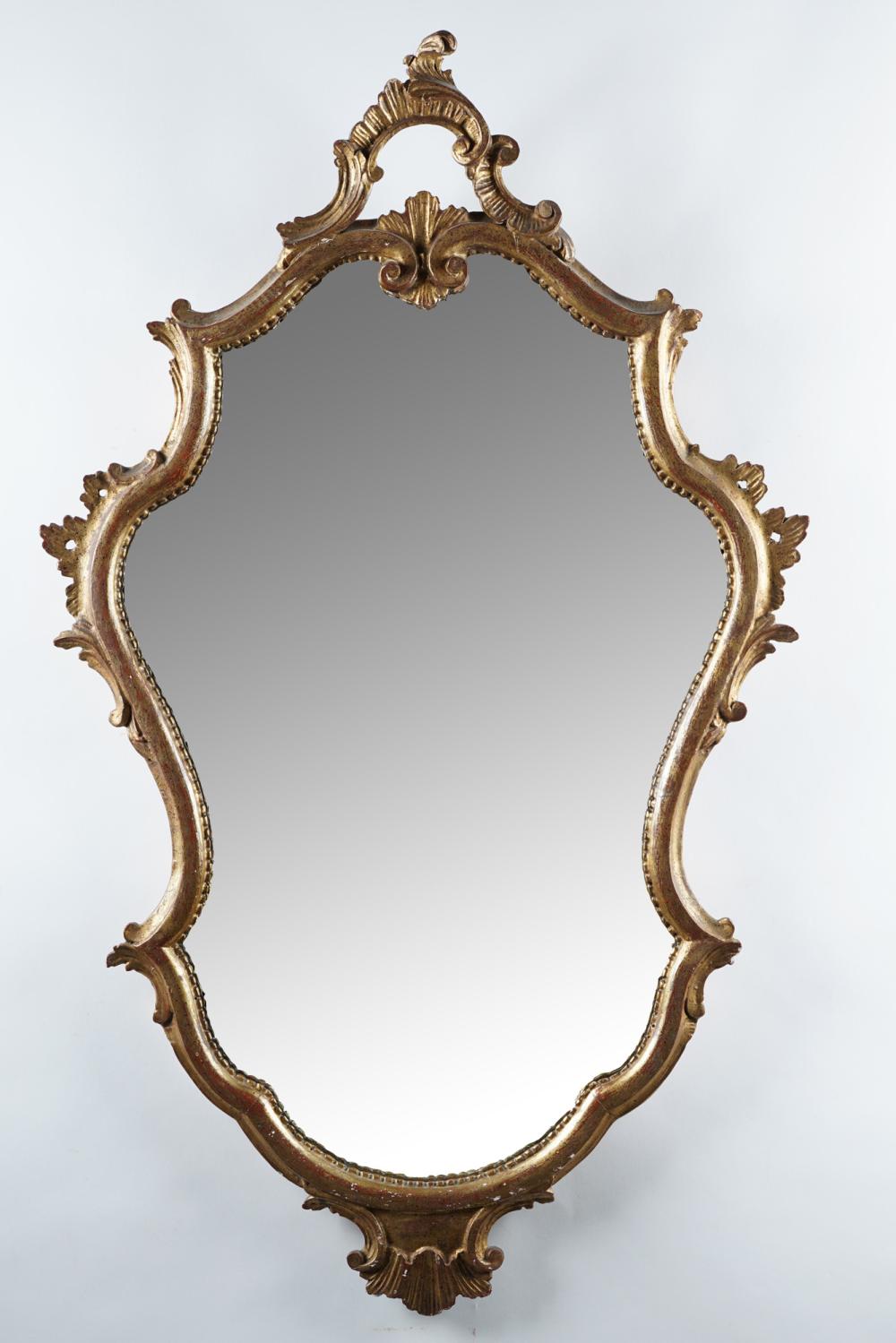 Appraisal: ITALIAN GILT-DECORATED CARTOUCHE MIRROR x inches Condition