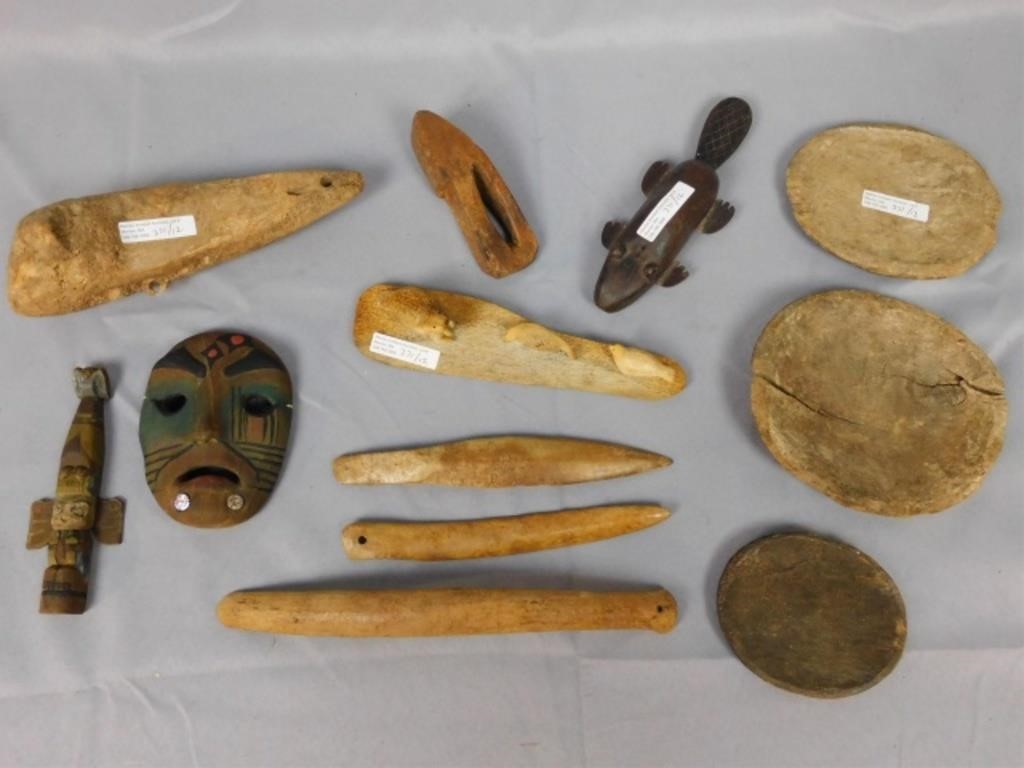 Appraisal: INUIT WOOD AND BONE ITEMS TOOLS ETC THand early th